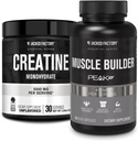 Fábrica Jacked Creatina Mono-hidratado em pó 150g - Creatina Suplemento para Crescimento Músculo, Aumento de Força e Essenciais Muscle Builder - Construtor Músculo Diário com PeakATP (30 Cápsulas)