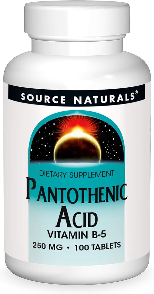 Källa Naturals Pantothenic Acid 250 mg Vitamin B-5 Kosttillskott - 100 tabletter