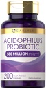 Carlyle Acidophilus Probiotic Capsules for Women and Men | 500 Million CFU | 200 Pills | Lactobacillus Supplement | Non-GMO and Gluten Free