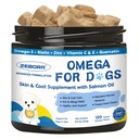 Omega 3 for Dogs with Salmon Oil, 120 Chewable Fish Oil for Dogs Skin and Coat - Dog Allergy Relief, Hot Spot Treatment, Anti Shedding, Hip & Joint Support with EPA & DHA, Biotin, Vitamin E
