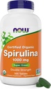 NOW Foods Organic Spirulina 1000mg Tablets - 300 Count - Non OGM, Super Green Whole Food Supplement - Doppia Forza 1000 mg - Naturally Occurring Beta-Carotene (VIT A), B-12 e GLA