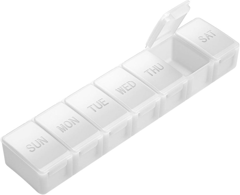 Extra Large Pill Organizer Weekly, KAPENS Daily Pill Case Box Confronti di grande capacità, 7 giorni Pill Container per integratori di medicina Vitamin Fish Oil, Bianco