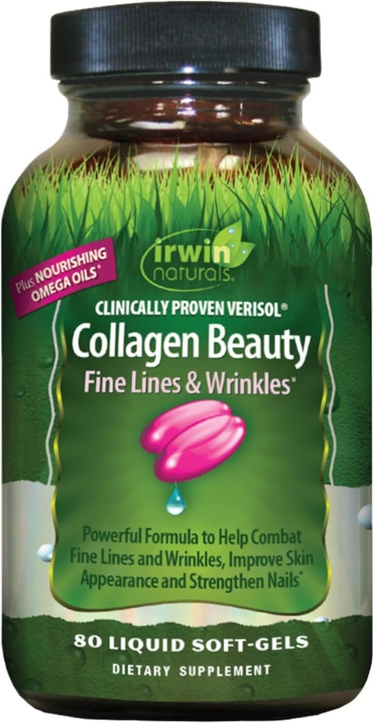 Irwin Naturals Collage de la bellesa - 80 Softgels - Ajuda les línies de combat fina i Wapolles, millora l' aparença de la pell i les sagues - 13 Servings totals