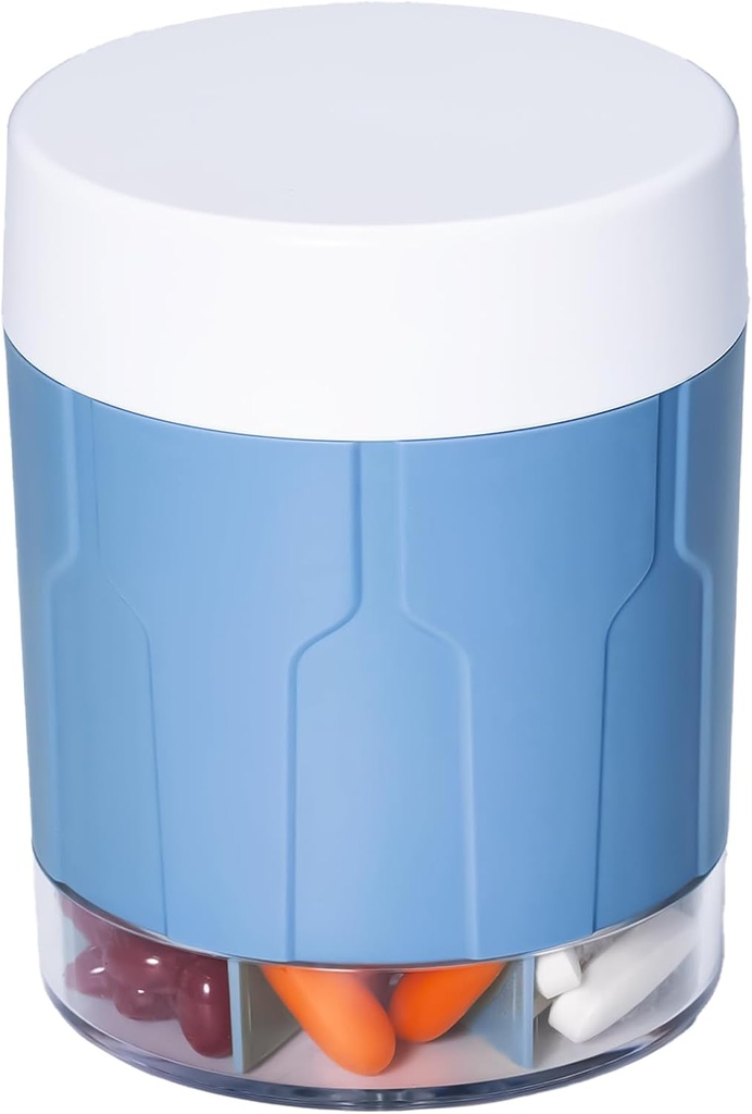 Betife Extra Large Supplement 주최자,Weekly Pill 주최자 병, 7 개의 대형 Compartments가있는 일일 Pill 분배기, 7 일 비타민 약물, 21 라벨 및 청소 브러시 (블루) 개최 주최자