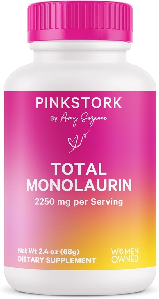 핑크 Stork Monolaurin 펠릿 – Vegan Lauric Acid Immune & Gut Support for Women – Microbial Balance, Digestive Wellness – Odorless, Scoopable Monolaurin 보충 – 226g – 75 서빙