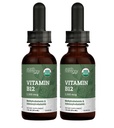 USDA Organic Vitamin B12 2000mcg Sublingual Liquid Supplement (2-Pack) - Vegan Methylcobalamin Drops for Natural Energy, Maintain Metabolism, and Immune System Support - 1 Fl Oz