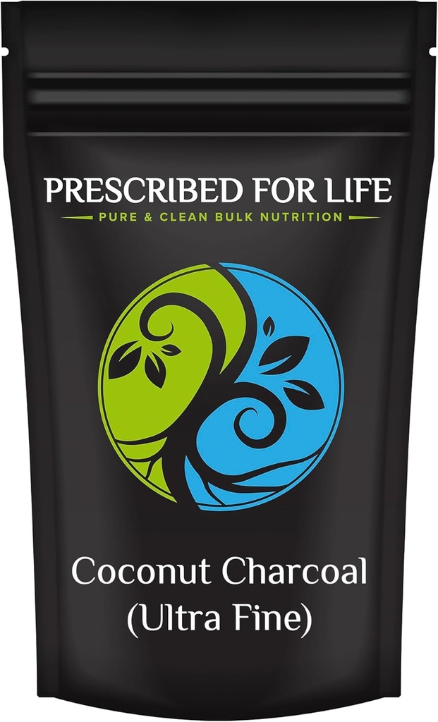 Prescribed For Life Activated Charcoal Powder, Coconut Shell Charcoal Ultra Fine Husk Food Grade Powder (2.5lb)