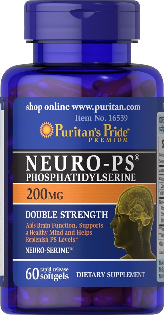 Puritans Pride Neuro-ps (fosfatidylserin), hvit, 60 greve (pakke med 1)
