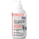 Wild Alaskan Salmon Fish Oil for Dogs - 32 oz. of Fish Oil Formula - Pump Cap Bottle - Contains Omega-3 and 6, Vitamin D, EPA, and DHA for Healthy Skin and Coat