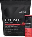 Sports Research Hydrate Electrolytes Packets - Без захар и естествено Ароматизирани с витамини, минерали и Кокосова вода - Поддръжка Хидратация - 16 Packets - Черешов нар