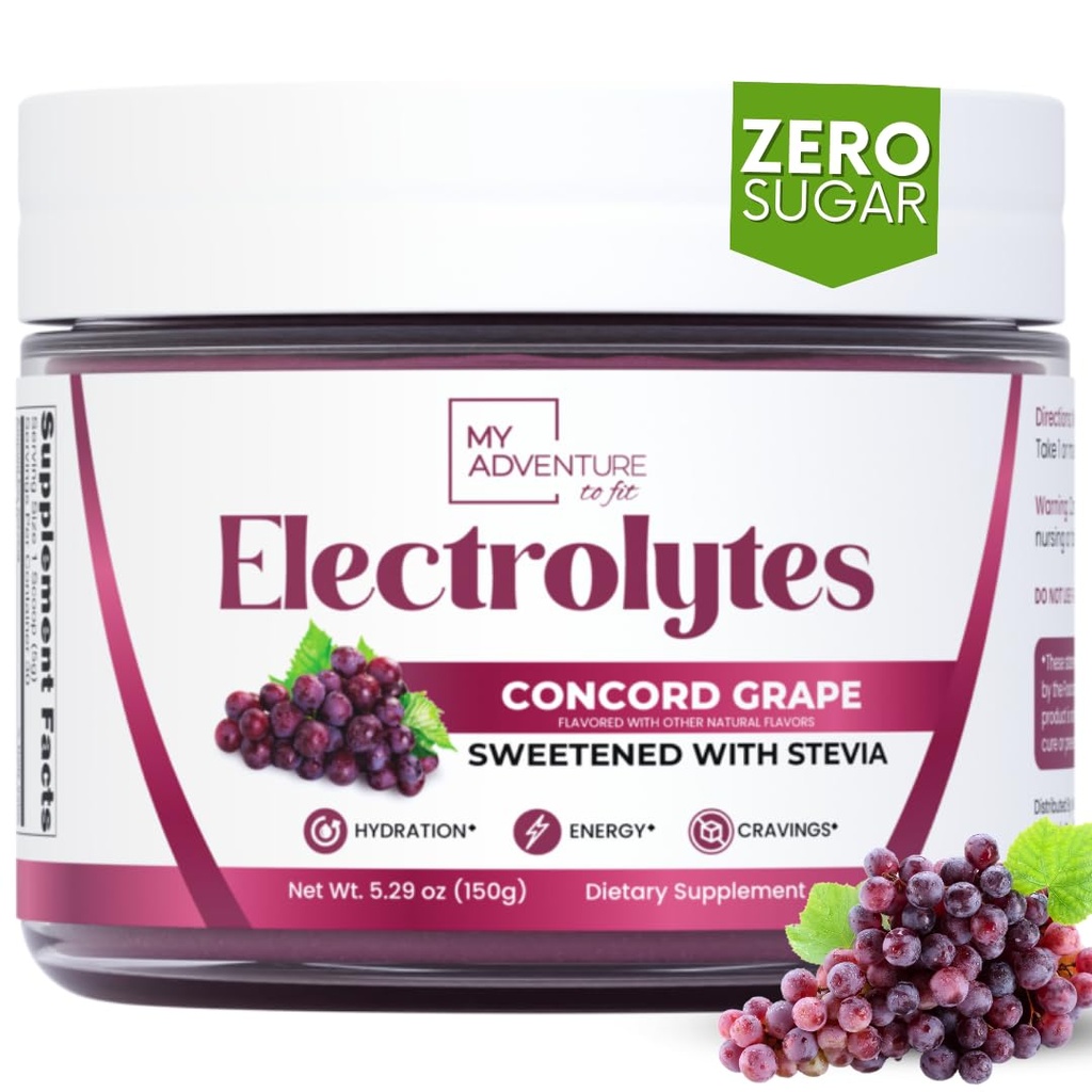 Zero Sugar - Concord Grape Electrolytes Toz - Çox Yeniləmə Hydration - Bütün Natural Materialları ilə Caffeine Pulsuz Enerji - Vegan, Keto və Paleo - Sugar Free Electrolytes Drink Mix - 30 Baxır