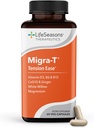 LifeSeasons Migra-T with Relieve-R PM - Migraine Prevention supplement - Supports Severe Headaches - Reduces Light Sound ' Odor Sensitivity - Feverfew, White Willow, Magnesium Ginger " CoQ10