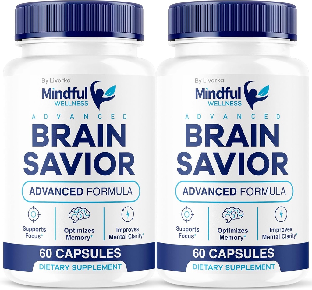 (2 Pack) Mindful Wellness Advanced Brain Savior Capsules, Official Mindful Wellness Supplement Pills, Mindful Wellness Support Capsules Premium Formel - Alle natürlichen Pillen, 120 Kapseln für 2 Monate