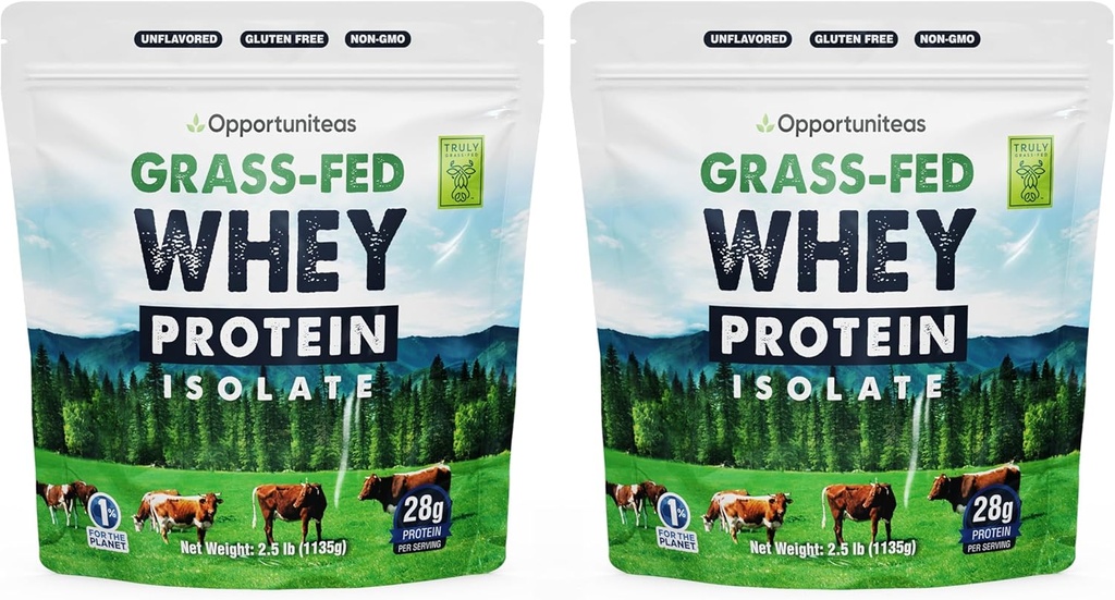 Opportuniteas Grass Fed Whey Izolat Pulbere de proteine - 28g nearomate Pulbere de proteine fără îndulcitori artificiali, Vaci Hormone-Free, Non OMG-uri - 5lb