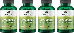 Swanson Probiotic - Digestive Health Supplement w/ 1 Billion CFU per Capsule - Natural Formula Supporting Bowel Regularity & Daily Wellness - (120 Capsules) (4 Pack)