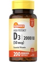 Sundance High Potency D3 2000 IU | 200 Quick Release Softgels | Essential Vitamin Formula | Non-GMO and Gluten Free Supplement