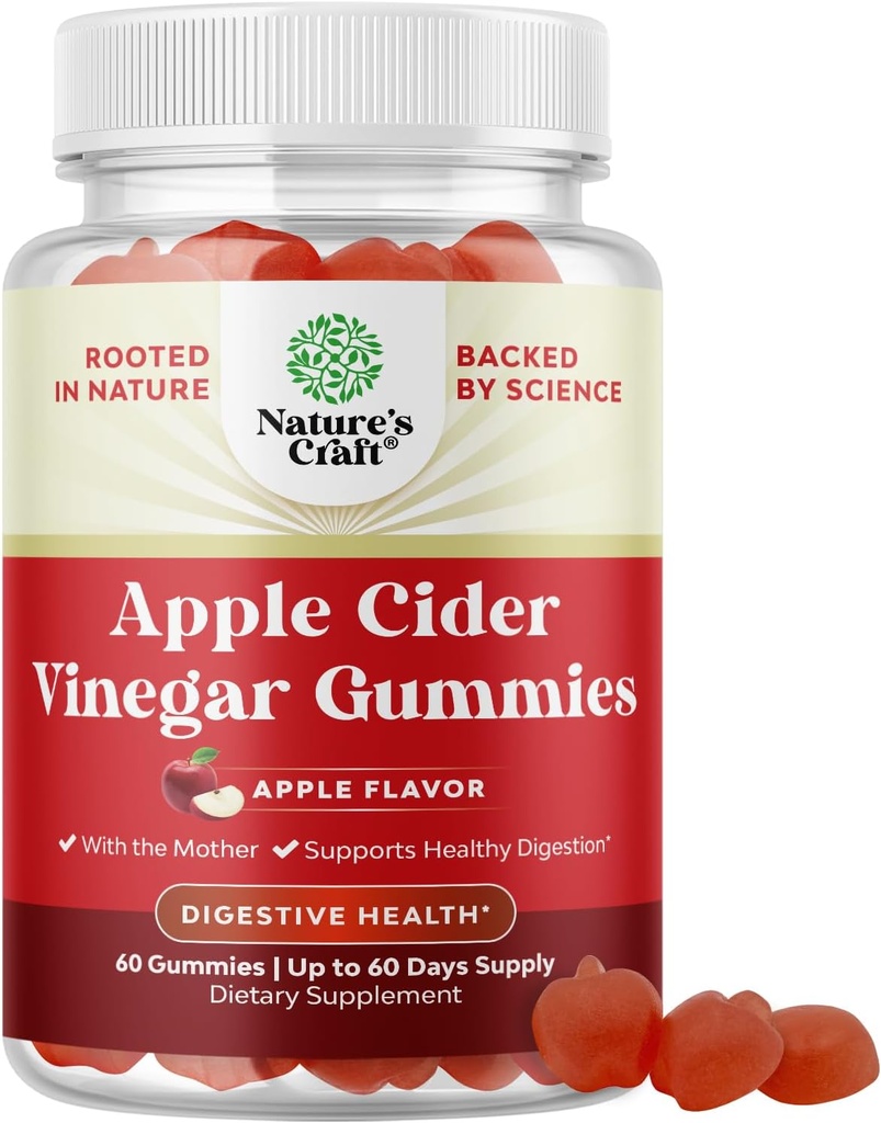 Apple Cider Ocogar Gummies for Weight Loss - Cleanse & Detox Gummies for Gut Health, Bloating & Energy Support - ACV Žuvačky s vitamínom B12, B6 a granátovým jablkom pre lepší metabolizmus - 60 grófov