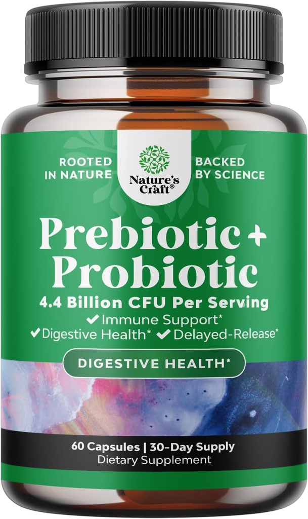 Prebióticos e Probióticos Gut Health Supplement - Super Potente Digestivo Saúde Acidophilus Probiótico Cápsulas com homens e mulheres Probióticos e Prebióticos para Colon Digestive Support e Imunidade