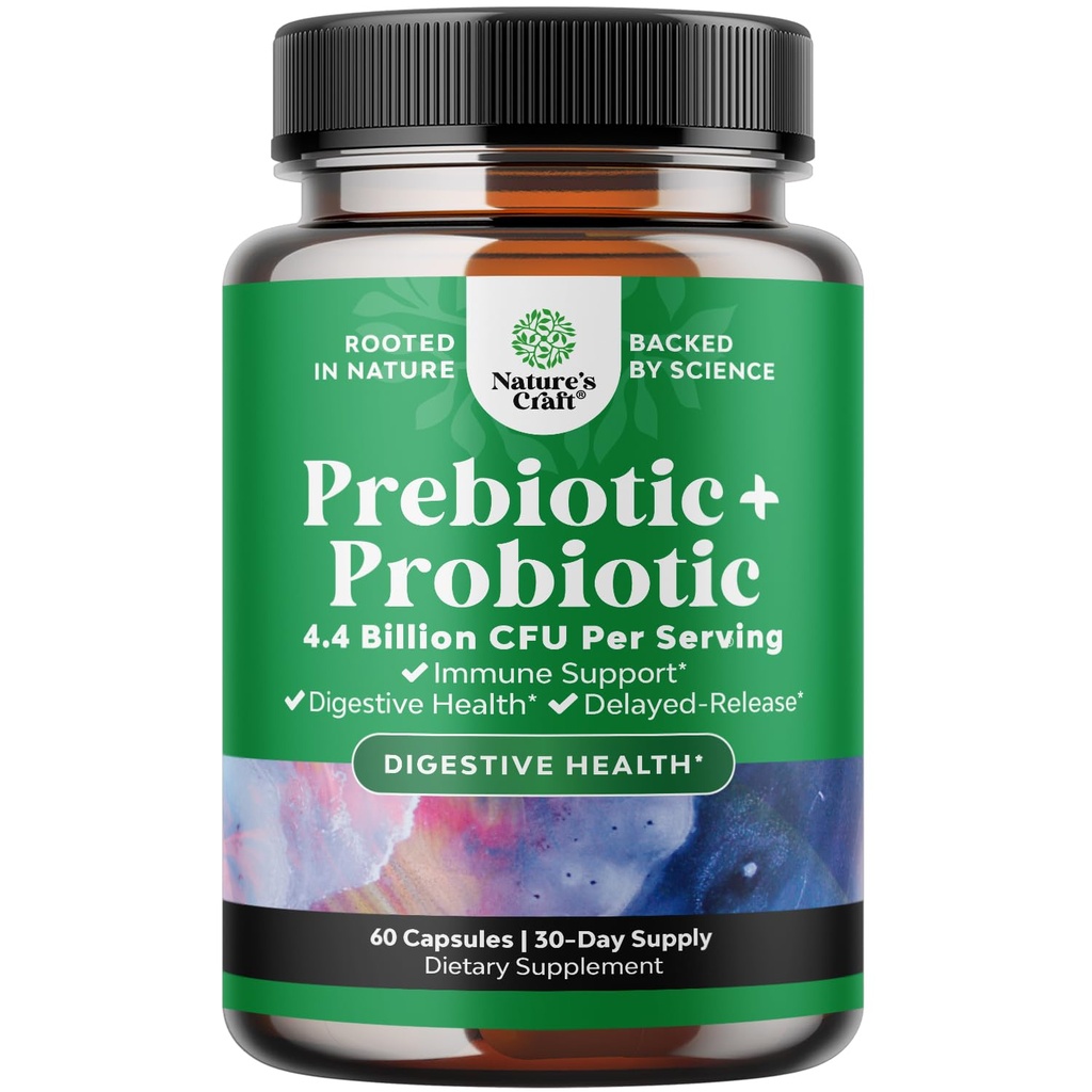 Prebiotics and Probiotics Gut Health Supplement-Super Potent Digestive Health Acidophilus Probiotic Capsules with Men & Womens Probiotics & Prebiotics for Colon Digestive Support and Immunity 60ct