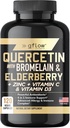 Quercetin com Bromelain Zinc Vitamina C Vitamina D Elderberry - 120 Cápsulas Veggie, Não-GMO, Sem Glúteo Suplemento de suporte Imune