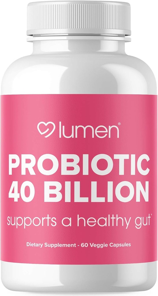Lumen Naturals Probiotics 40 Million CFU-Probiotics pour les femmes et les hommes Supporte Digestion, Gut Health & système immunitaire avec enzymes digestives - 60 Veggie Count