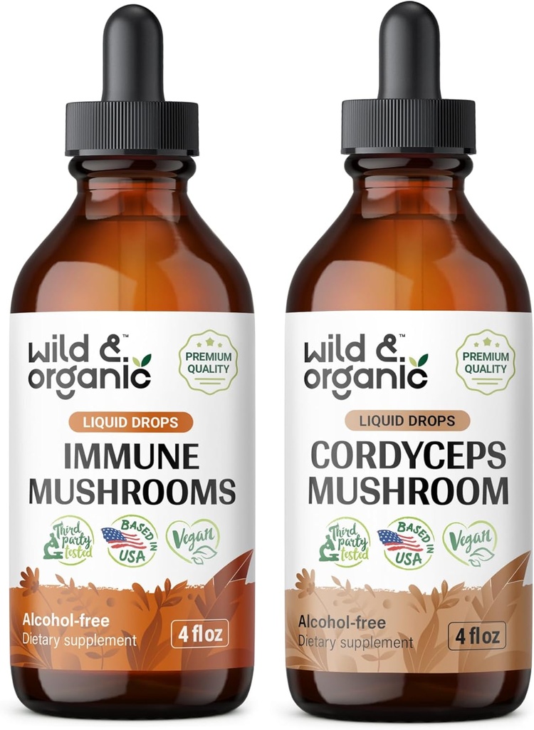Muzică imună sălbatică şi organică 4 fl oz & Cordyceps Tinctură 4 fl oz
