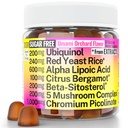 Red Yeast Rice Alpha Lipoic Acid Ubiquinol CoQ10 Citrus Bergamot Beta-Sitosterol Chromium Picolinate Sugar-Less Gummies w Lion's Mane Turkey Tail Reishi Cordyceps Chaga, Pills Capsules Supplement Alt