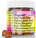 Red Yeast Rice Alpha Lipoic Acid Ubiquinol CoQ10 Citrus Bergamot Beta-Sitosterol Chromium Picolinate Sugar-Less Gummies w Lion's Mane Turkey Tail Reishi Cordyceps Chaga, Pills Capsules Supplement Alt