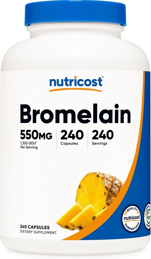 Nutricost Bromelain kapszula (240 kapszula) - 550 MG Per Serving, Vegan, Non-GMO, GMP Compliant