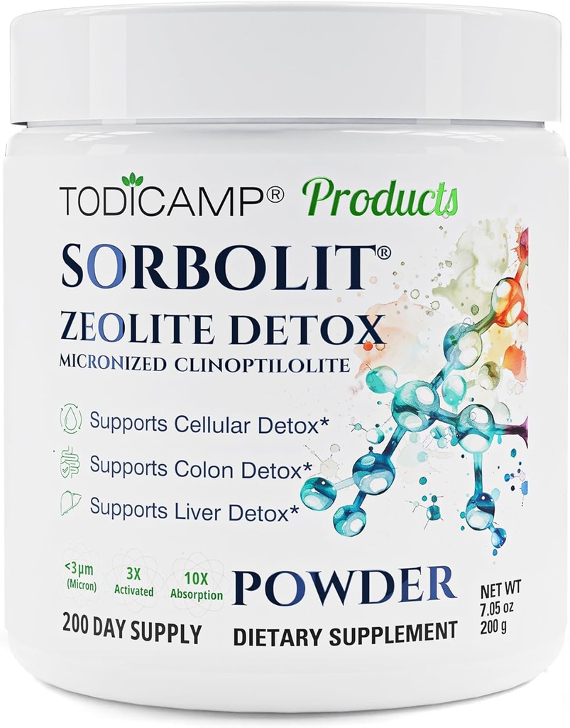 Sorbolit Zeolite Detox - 7, 05 oz Zeolite Powder suplementari per a un cos complet Detox - Gut Clearse, Liveular Detox ppy 200 dies de camp