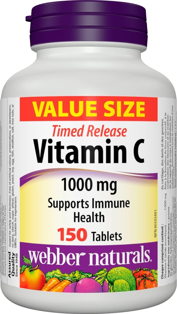 Webber Naturals vitamina C Timedpate 1000mmg, 150 pestanyes