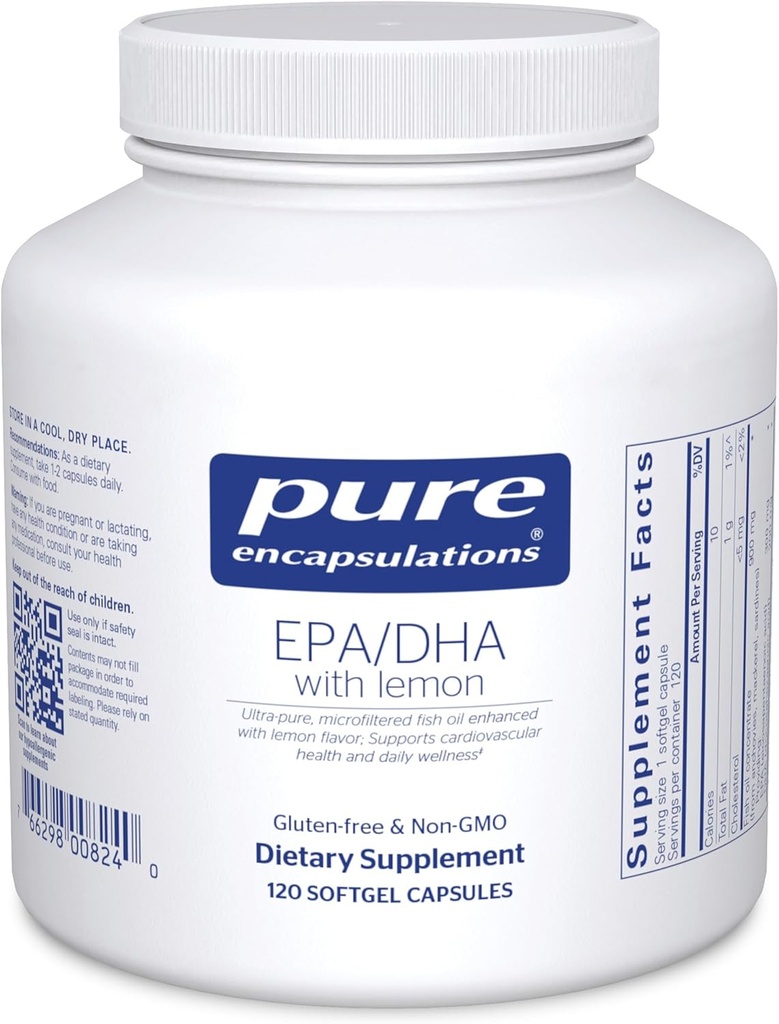 Pure Encapsulations EPA / DHA citrommaggal 124; Ultra- Pure, Molecular Distillary Fish Oil Concentration with Citrompropage 124; 120 Softgel Capsules