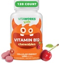 Kids Vitamin B12 1000 mcg Chewable Tablets - Tasty Natural Cherry Flavor - Vegan, GMO- Free, Gluten Free, Nut Free - Kosttilskud - Cellular Energy Vitamin til børn - 120 tyggetabletter