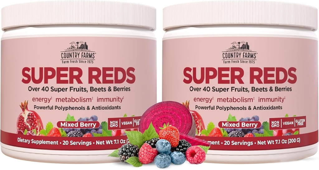 СТРАНИ FARMAS Super Reds, Energizing Polyphenol Superfood, Над 40 Super Fruits and Berry, Мощни Антиоксиданти и полифеноли, Подкрепете енергия, Подкрепете Circulation, 40 Сервиз, Смесени Бери
