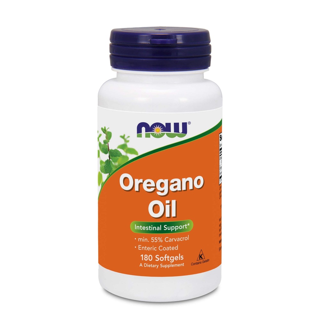 NOW Foods Oregano Oil (Minimum 55% Carvacrol) – 181mg, 180 Softgels – High Potency Digestive Support Supplement, Promotes Gut Health - Kosher - 180 Servings