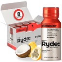 Ryde: Energy Shot, 0 Calories, 0 Sugar, Green Tea Caffeine, Taurine, Ginseng Extract & B Vitamins, 2 FL OZ Shots, Tropical Flavor, Boosts energy (8 Pack)