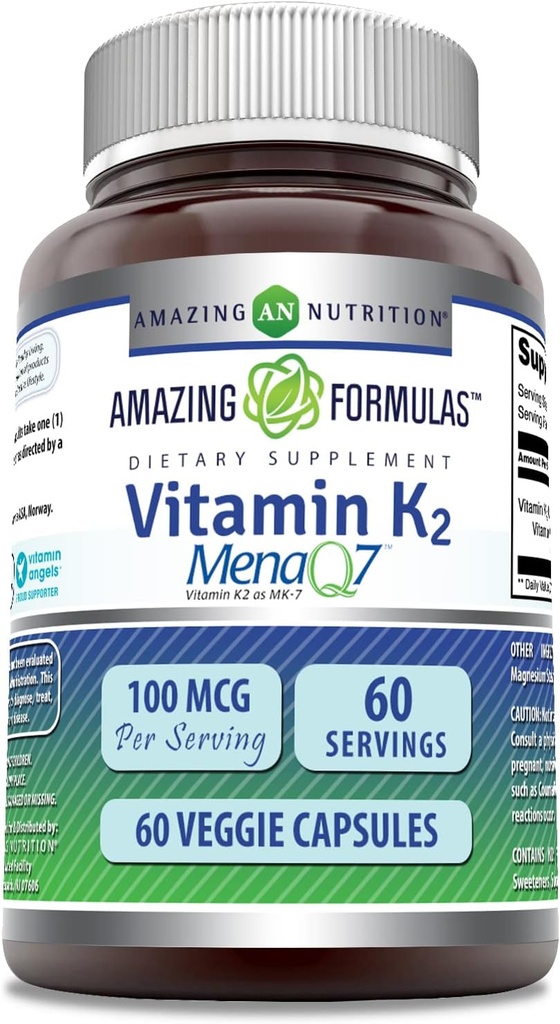 Niezwykłe witaminy K2 Menaq7 MK7 Suplement DEVE 124; 100 Mcg DEVE 124; Veggie Capsules EVE 124; Non-GMO EVE 124; Gluten Free EVE 124; Made in USA (1 Pack, 60 Count)