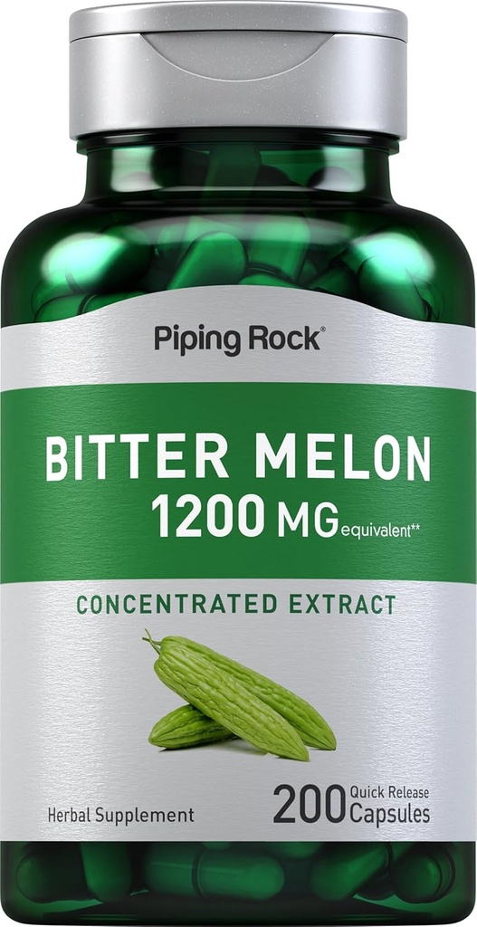 Piping Rock Bitter Melon Capsules 1200mg | 200 Conde | Momordica Charantia | Extracto concentrado | Suplemento de herba | Non-GMO, Gluten Free