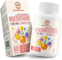 Liposomaalsed multivitamiinid naistele 50+ - Naiste igapäevane multivitamiin 32 koostisosaga, CoQ10, C-, B-, D-, E-vitamiinid südame-veresoonkonna ja luu tervise toetamiseks - rauavaba (60 kapslit)