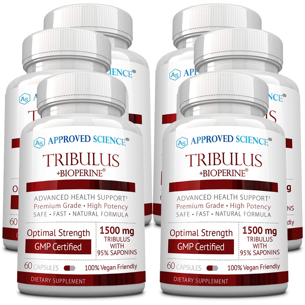 Approved Science Tribulus Terrestris - 360 Capsules - Boosts Testosterone, Enhances Athletic Performance, Supports Muscle Growth and Repair - 95% Furostanol Saponins - Bioperine - Vegan - 6 Bottles