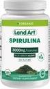 Land Art Certified Organic Spirulina - 180 Capsules - Superfuodod- Rich in Mineral, Vitamin dan protein - Vegan