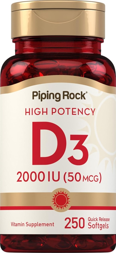 (原始内容存档于2018-09-21). Piping Rock Vitamin D3 2000 IU 250 Softgels 250 Softgels 250 Softgels 250 Softgels 250 Softgels 250 Softgels 250 Softgels 250 highpotency | Cholecalciferol Supplement | Non-GMO, Gluten Free