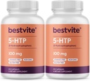 BESTVITE 5-HTP 100mg (240 capsule) (120 x 2) - No Stearates - Nessun agente di flusso - Non OGM - Gluten Free
