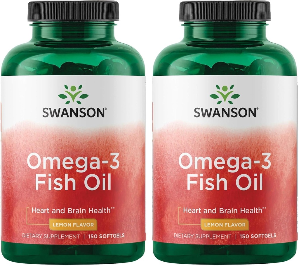 Swanson Omega 3 kalaõli täiendus Südame aju ja ühine tugi GMO-vabad EFAd 180 mg EPA Plus 120 mg DHA 150 Softgel Kapslid Sidruni maitse (2 Pack)