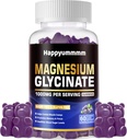 Magnesium Glycinate Gummies 1000mg - Sugar Free Magnesium Potassium Supplement med vitamin D, B6, Q10 för Calm Mood & Sleep Support - 60 Blueberry Gummies