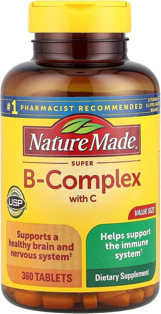 Nature Made Super B Complex Tablets, Rozmiar wartości, 360 Liczba