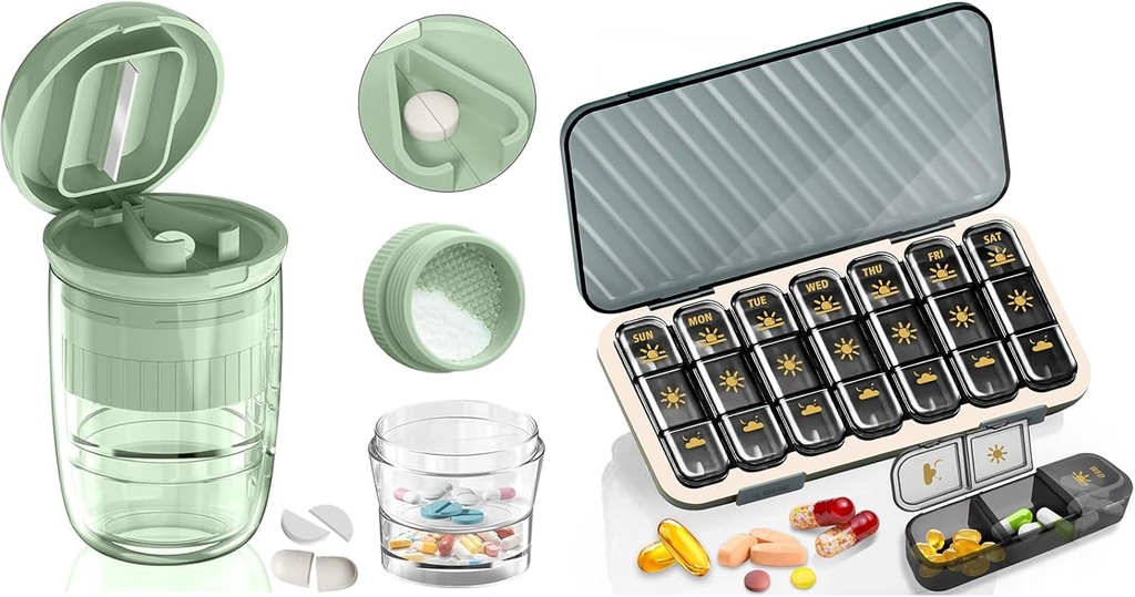 Pill Organizer 3 kali sehari - Glodils Weekly Pill Organizer 3 kali sehari, Kotak Pil Pill 7 Hari Kasus Pill Organizer Pill, Pill Container Holder, Kotak Pil Harian 3 kali sehari, untuk Vitamin, White