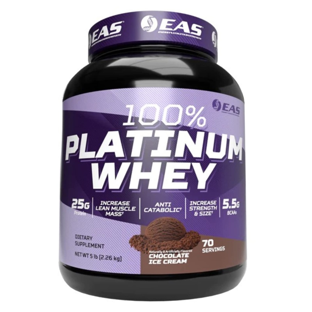 EAS 100% Platinum | 3 Ultra-Platinum Whey Proteins | Increase Size & Strength | 25g Protein, 5.5g BCAAs | 5 Pound (Chocolate Ice Cream)