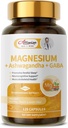 Phụ Magnesium + Ashwaganda & GABA, Magneium Glycinate, Taurate, Malate Spy for Clam sleep, bắp cơ recovery, Nerves, và Enecity, High Absoption Vegan, Non-GMO - 120 ct
