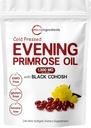 Mikro osagaiak Evening Primrose Oil 1300mg zerbitzatu bakoitzeko, 240 Softgels | Hobetua 40mg Black Cohosh Extract, Cold Pressed - 10% Active GLA, Non-GMO, No Gluten, Erraza Swallow